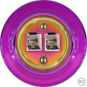 Розетка интернет Cat.6а экранир.10G двойная, пурпурно-фиолетовый металлик PEVIGsCat6a Katy Paty