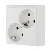 Дизайнерская розетка двойная с заземлением и шторками, белый, 843504-1 LK Studio, серия LK80