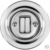 Ретро выключатель проходной серебряный глянцевый OPARG2Sl6/6 Katy Paty двухклавишный