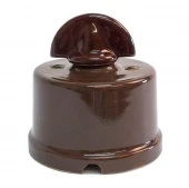 Ретро выключатель Terra коричневый, KTMSw2-K03 Edisel двухклавишный, ручка-монетка