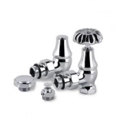 Ретро клапаны угловые для радиаторов, воздухоотводчик и заглушка Old Style 1/2" хром K337-1500C000 S.R.Rubinetterie