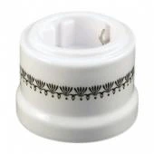 Ретро розетка с заземлением белая с черным узором B1-101-01 D5/1 BIRONI