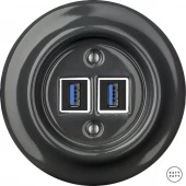 Ретро розетка USB графит глянцевый CRGsUSBb Katy Paty