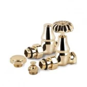 Ретро клапаны прямые для радиаторов, воздухоотводчик и заглушка Old Style 1/2" светлое золото K338-1500T000 S.R.Rubinetterie