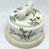 Ретро выключатель серия Нежность В2Б-НЖ ЦИОН двухклавишный, керамический бантик