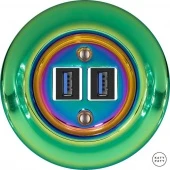 Ретро розетка USB зеленый металлик PECHGsUSBb Katy Paty