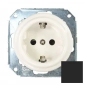 Ретро розетка электрическая с заземлением черный матовый, RS1-800099 Retrika, серия Colony