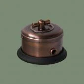 Ретро выключатель серия ДИП-200 темная медь, рамка: черная, D142-5 Romatti двухклавишный