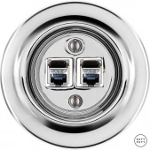 Розетка интернет Cat.6 экранир. двойная, серебряный глянцевый OPARGsCat6e Katy Paty