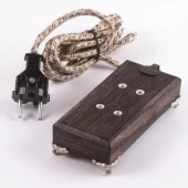 Ретро удлинитель Corriente без заземления, темный дуб, серебряные ножки, LW1021/12-26 Loft&Wood, 2 м.