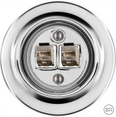 Розетка интернет Cat.6а экранир.10G двойная, серебряный глянцевый OPARGsCat6a Katy Paty