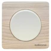 Выключатель одноклавишный проходной, выбеленный ясень+бежевый, ROC1-AW/1E31401301 Ruwel