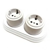 Розетки с заземляющими контактами Combi duble-2 Plastic, белый, B1-101-21/CDPL2 BIRONI
