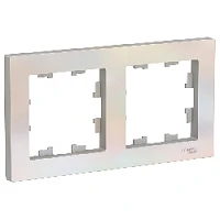 Дизайнерская рамка 2 местная, жемчуг, ATN000402 Schneider Electric, серия Atlas Design
