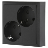 Дизайнерская розетка двойная с заземлением и шторками, черный бархат, 863508-1 LK Studio, серия LK60