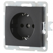 Дизайнерская розетка с заземлением и шторками, черный бархат, 863208-1 LK Studio, серия LK60