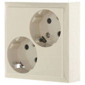 Дизайнерская розетка двойная с заземлением и шторками, бежевый, 863501-1 LK Studio, серия LK60