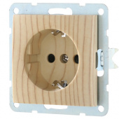 Дизайнерская розетка с заземлением и шторками, сосна, 863225 LK Studio, серия LK60