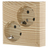 Дизайнерская розетка двойная с заземлением и шторками, сосна, 863525-1 LK Studio, серия LK60