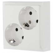 Дизайнерская розетка двойная с заземлением и шторками, белый, 863504-1 LK Studio, серия LK60