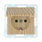 Дизайнерская розетка с заземлением, шторками и с крышкой, сосна, 863425-1 LK Studio, серия LK60