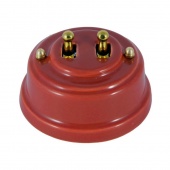 Ретро выключатель, гранатовый, тумблер золото, ВР2ГЗ ЛЕАНЗА двухклавишный