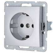Дизайнерская розетка с заземлением и шторками, серебристый металлик, 863203 LK Studio, серия LK60