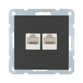 Дизайнерская розетка компьютерная 2хRJ-45 кат. 5е с накладкой, черный бархат, 846208-1 LK Studio, серия LK80
