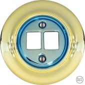 Корпус ретро розетки двойной лимонный металлик PELUGs0 Katy Paty