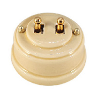 Ретро выключатель песочный, тумблер золото, ВР2ПЗ ЛЕАНЗА двухклавишный