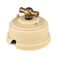 Ретро выключатель песочный, проходной, ручка бронза, ВПППБ ЛЕАНЗА одноклавишный