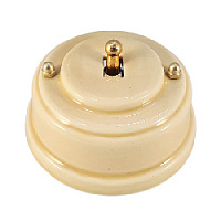 Ретро выключатель песочный, тумблер золото, ВР1ПЗ ЛЕАНЗА одноклавишный