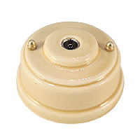 Ретро розетка ТВ песочный, золотистая фурнитура, РТОПЗ ЛЕАНЗА