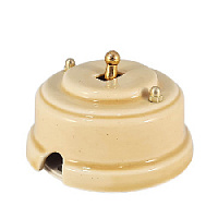 Ретро выключатель песочный, проходной, тумблер золото, ВРППЗ ЛЕАНЗА одноклавишный