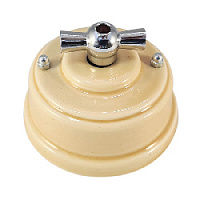 Ретро выключатель песочный, ручка серебро, ВП2ПС ЛЕАНЗА двухклавишный