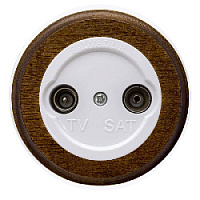 Ретро розетка ТВ (круг), белый/ дуб коричневый, PL.TV.1WT.DK Salvador