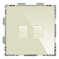 Дизайнерская розетка двойная компьютерная RJ-45 кат. 5e, бежевый, PL-W201C2-BGG CGSS, серия Практика