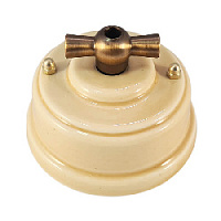 Ретро выключатель песочный, ручка бронза, ВП2ПБ ЛЕАНЗА двухклавишный