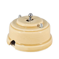 Ретро выключатель песочный, проходной, тумблер серебро, ВРППС ЛЕАНЗА одноклавишный