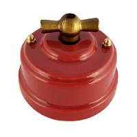 Ретро выключатель гранатовый, проходной, ручка бронза, ВППГБ ЛЕАНЗА одноклавишный