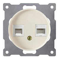 Дизайнерская розетка телефонная RJ-11/ компьютерная RJ-45, 2172794, бежевый, OneKeyElectro