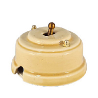 Ретро выключатель песочный, проходной, тумблер бронза, ВРППБ ЛЕАНЗА одноклавишный