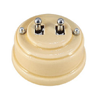 Ретро выключатель песочный, тумблер серебро, ВР2ПС ЛЕАНЗА двухклавишный