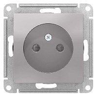 Дизайнерская розетка без заземления, со шторками, алюминий, ATN000349 Schneider Electric, серия Atlas Design