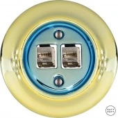 Розетка интернет Cat.6а экранир.10G двойная, лимонный металлик PELUGsCat6a Katy Paty