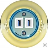 Ретро розетка USB лимонный металлик PELUGsUSBw Katy Paty